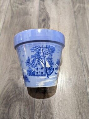 Currier & Ives Homestead in Winter Ceramic Planter Pot